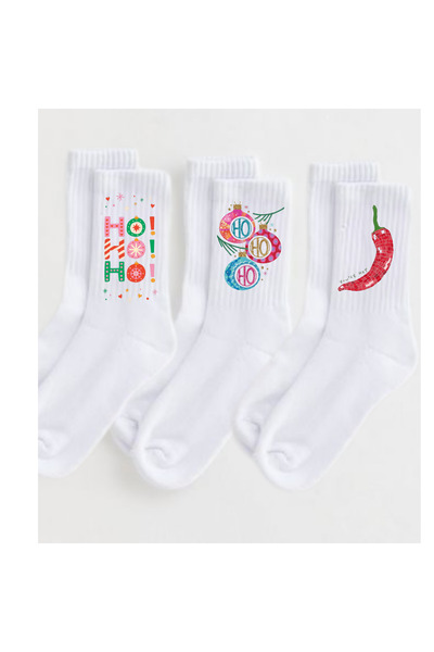 Tubinyoo New Year Printed Ho Ho Ho White Socks