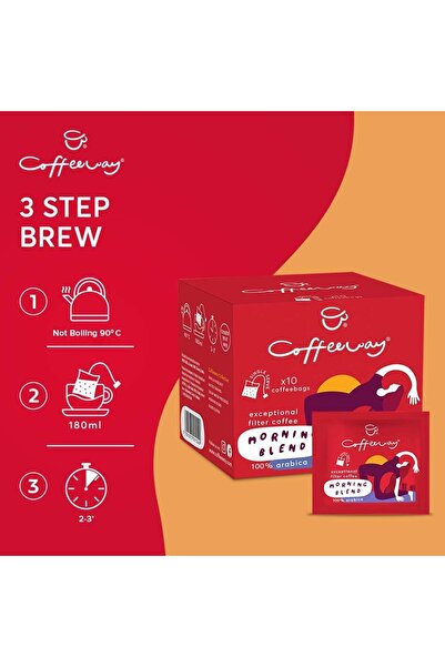 Coffeeway 6 box's X 10 Bag's Morning Blend Flavoured Filter Coffee Bags, 60 Pack 100% Arabica