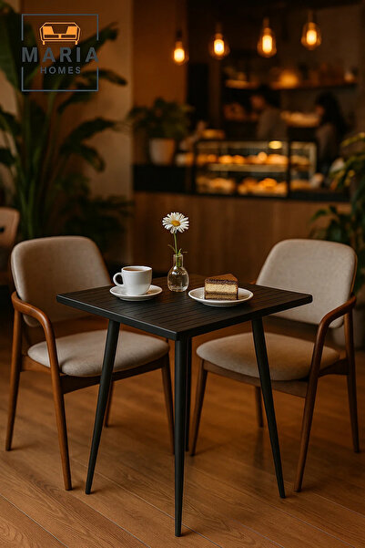 MARIA HOMES Modern Square Outdoor Table | Black Patio, Garden, Dining Furniture | Durable & Stylish