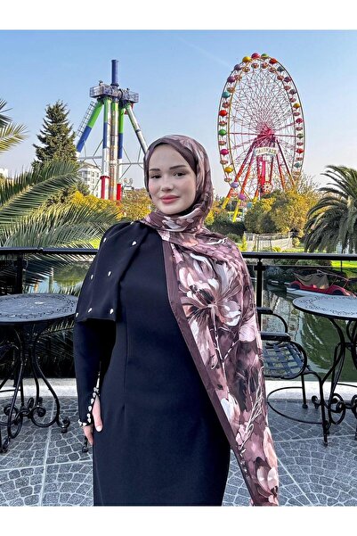 CUOCA LOUNGE Çiçek Desenli Gül Kurusu İnce Vual Şal
