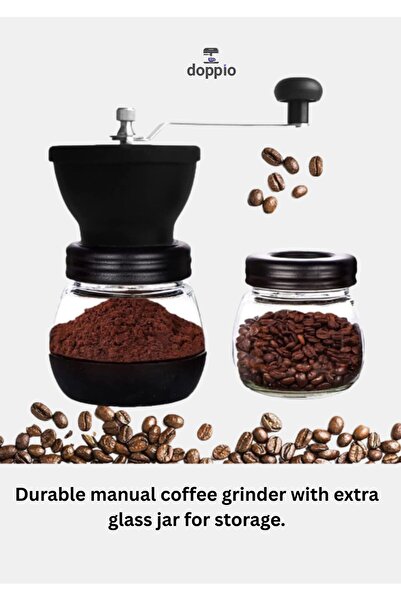 DOPPİO Manual Coffee Grinder with Extra Glass Jar