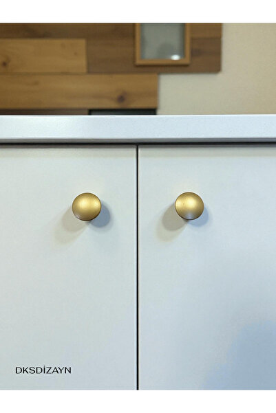 DKSDİZAYN Flat Button Matte Gold Knob Handle - Furniture Drawer Kitchen Cabinet Handle Knob - 25 mm