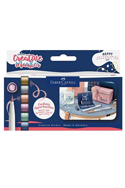Faber Castell Set de 6 markere Creativ Goldfaber în culori metalice Happy Celebration Faber-Castell