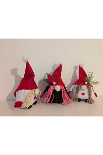 Handmade Minis Boutique Set of 3 Handmade Gnomes, red