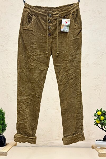 sahnemoda Metal buttoned laced imported velvet trousers