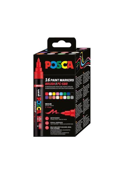 POSCA Σετ 16 μαρκαδόρων με πινέλο PC-5BR