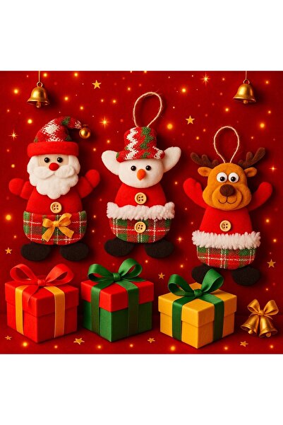 HediyeFilesi 3 Pieces New Year 2026 New Model Christmas Pine Tree Ornament Medium Size 17 cm X 11 cm