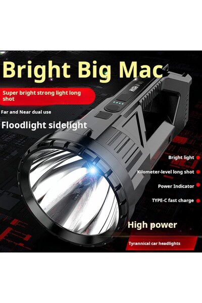 FONIX PowerBeam Ultra Line – Rechargeable Ultra-Powerful LED Flashlight, Ergonomic, Water-Resistant, Bla