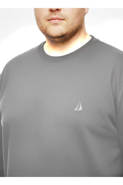 TANİŞ GİYİM JUMBO BATTAL BÜYÜK BEDEN SIFIR YAKA LİKRALI İNCE KOMPAKT PENYE LİKRALI BASIC DÜZ RENK SWEATSHIRT