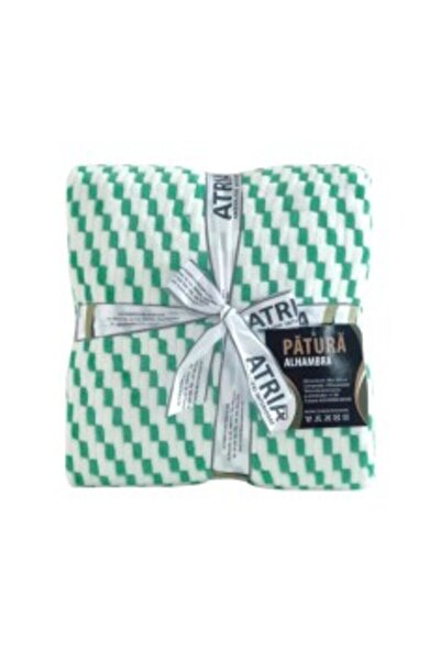 Atria Alhambra blanket green and white, 180 x 200 cm