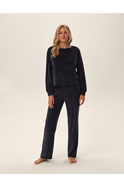 ESOTIQ Women's Velvet Two-Piece Set Homewear Loungewear Long Sleeve Top & Str...