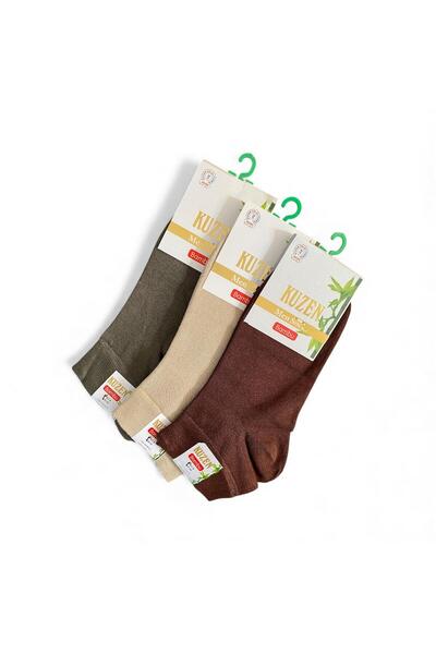 Miyakidsworld Bambu Men's Half Socks Seamless Socks 6-Pack - Anti-Sweat - Black-White-Brown-Navy Blue-Beige-Green