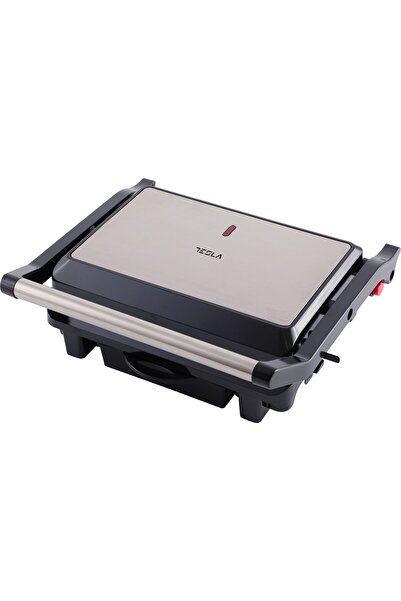 TESLA Electric Grill GR200BX, 1000 W, non-stick grill plates 25.5x18 cm, chrome heat-resistant handl
