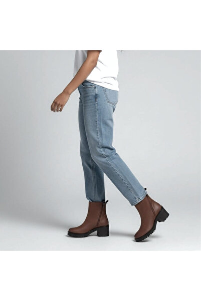 NE&VE SHOES Kahve Nubuk Hakiki Deri İki Yandan Fermuarlı Kadın Kalın Topuklu Bot