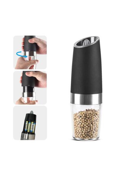 OEM Electric Salt/Pepper Grinder Set, Transparent Spice Storage Space, Black/Transparent