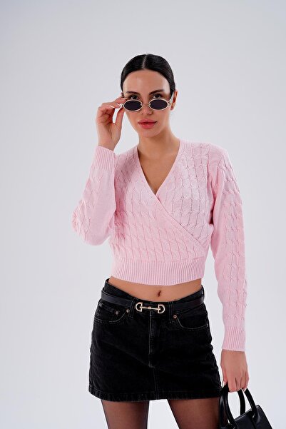 ŞİMAL Women's Knitted Pattern Double-Breasted Collar Knitwear Knitted Sweater 255152 -