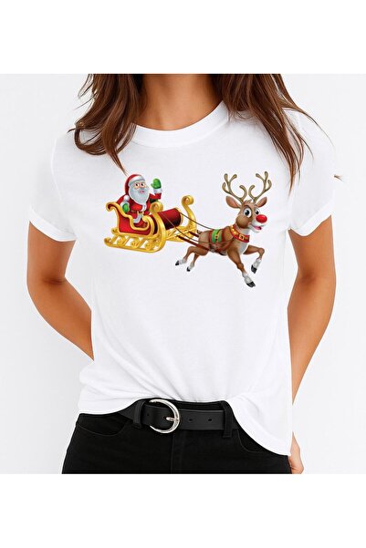 OEM 100% Cotton T-shirt Santa Claus and Sleigh