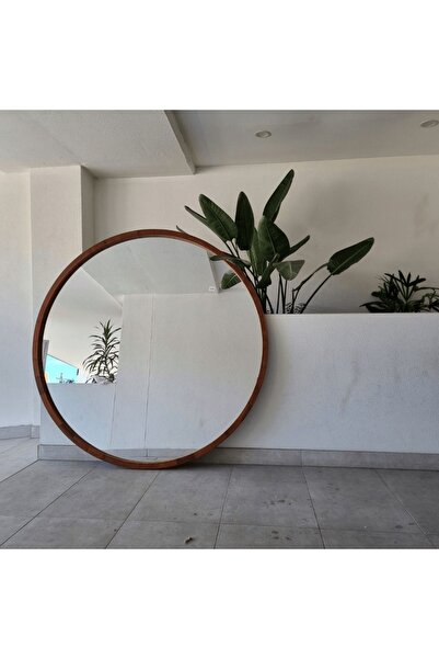 Muummirror 150 cm Yuvarlak Boy Aynası - Doğal Ahşap Yuvarlak Duvar Ve Boy Ayn...