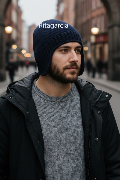 Ritagarcia Unisex Fleece-Lined Earflap Beanie - Windproof Thermal Winter Beanie