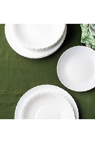 Kinghoff KH 1875 Dinner Set, 18 Pieces, For 6 People, Porcelain, Dishwasher Safe, White