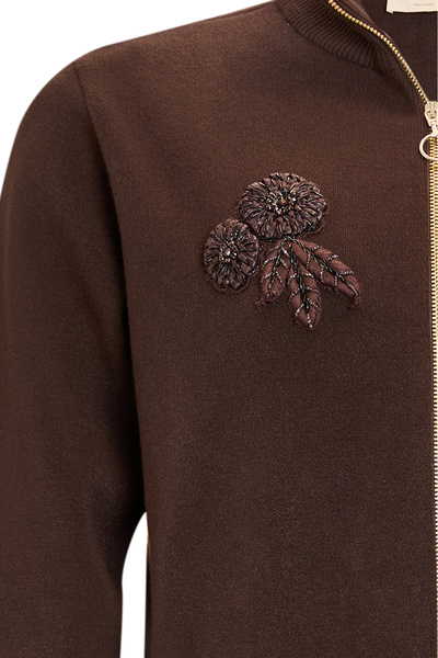 Exquise Zippered Mock Neck Long Sleeve Regular Knitwear Cardigan