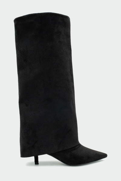 LAMİNTA Γυναικείες μπότες Jerry Black Suede με λεπτομέρεια από κολάν