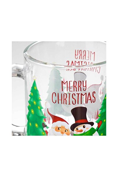 Housevetta Christmas mug, made of glass, Santa Claus and Snowman model, Merry Christmas, 330 ml