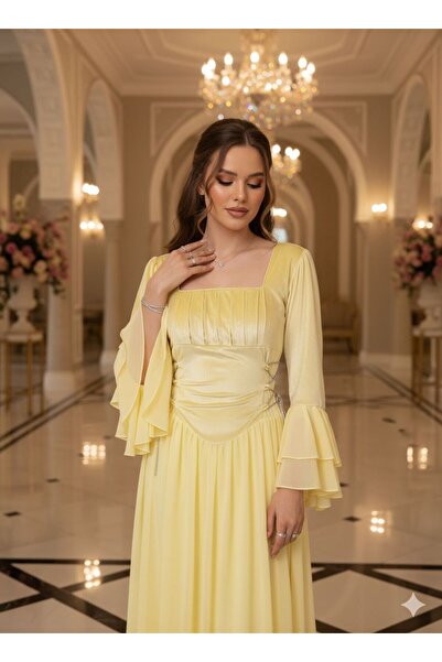 NARCISSUS FASHION velvet chiffon evening dress