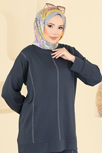 ModaMerve Dekoratif Dikiş Detaylı Takım 3216HBS856-MS Antrasit