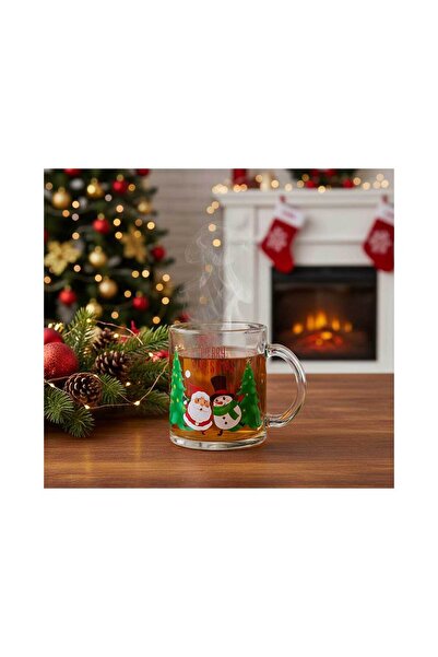 Housevetta Christmas mug, made of glass, Santa Claus and Snowman model, Merry Christmas, 330 ml
