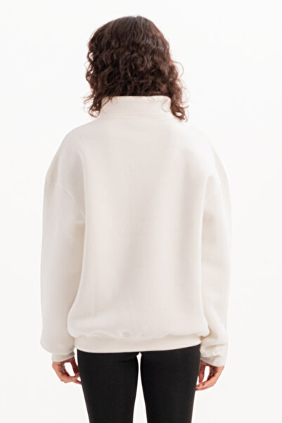 JUSTEVER Oversized Damen-Sweatshirt mit Stehkragen und halbem Reißverschluss