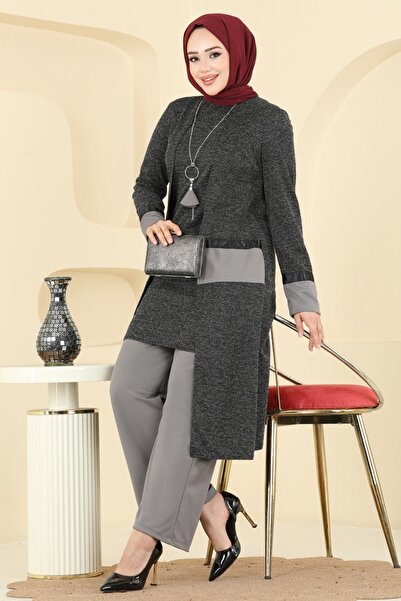 ModaMerve Kolye Detaylı İkili Takım 2838ASMK1074-MS Siyah