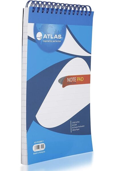 Atlas دفتر ملاحظات مزدوج الأسلاك، 5×8، 80 جرامًا للمتر المربع، 80 ورقة، متعدد...