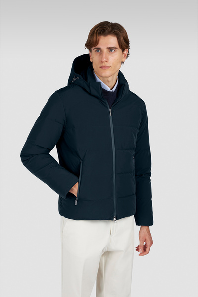 PAUL&SHARK Men's Regular Fit Quilted Patterned down Filled Hooded Blue Jacket 15312007-013