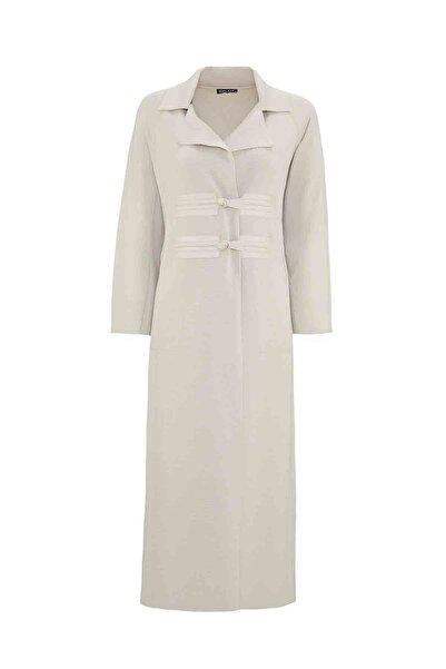 MISS DALIDA Deri Bağlama Detaylı Uzun Taş Rengi Hırka