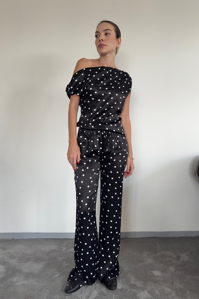 MAGARDE Ασύμμετρο Πουά Σετ Premium - ΜΑΥΡΟ