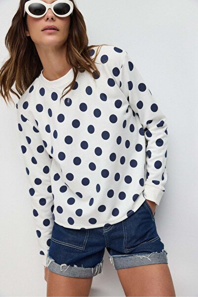 No Matter What Sweatshirt mit Rundhalsausschnitt und Punkten