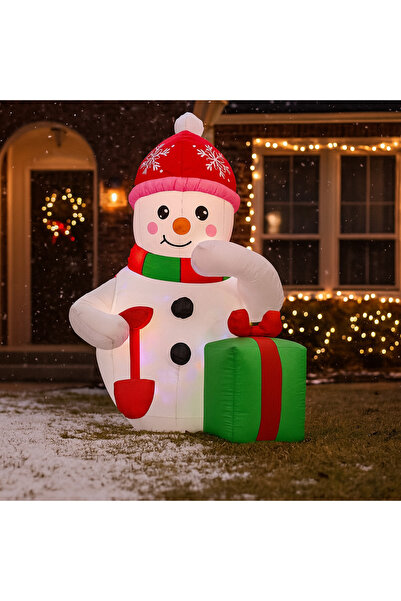 SERSIMO Om de zăpadă gonflabil pentru exterior, cu iluminare LED, 180 cm, compresor integrat, alb