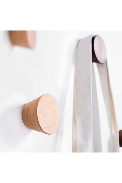 MAVİ TREND Ahşap 4 Lü Koni Duvar Askılık Modern Iskandinav Stili Portmanto As...