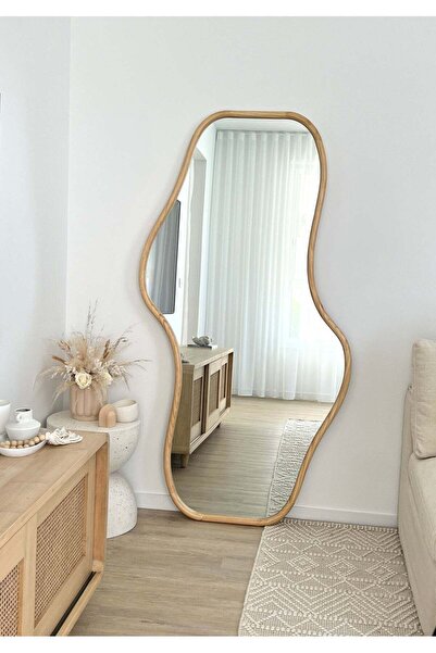 Muummirror 180 x 90 cm Asimetrik Doğal Masif Ahşap Çerçeveli Duvar Dekor Ve B...