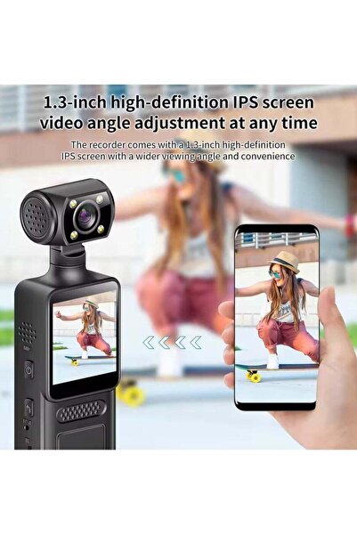 HYX 4K HD Action Camera 180° Rotatable Vlog WiFi Mini Wearable Camera with Infrared Night Vision