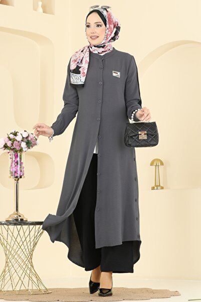 ModaMerve Düğme Detaylı Aerobin Takım 2752SL432-MS Antrasit