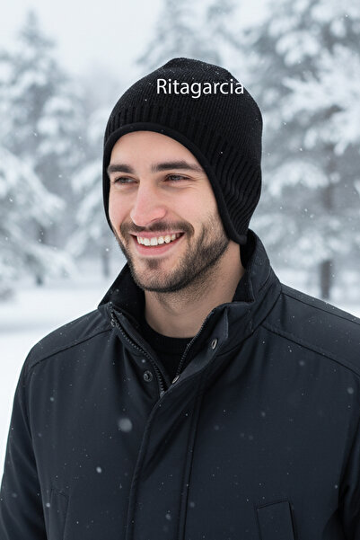 Ritagarcia Unisex Fleece-Lined Earflap Beanie - Windproof Thermal Winter Beanie