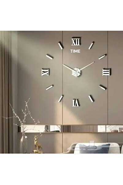 bity thok Frameless Roman Silver Wall Clock