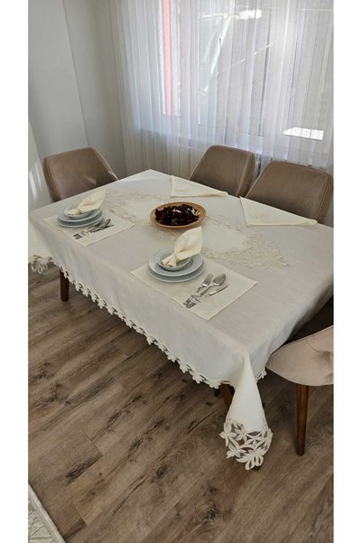 BRL ÇEYİZ HOME Gardenya Linen Luxury Tableware Sets 38 Pieces with American Service Set