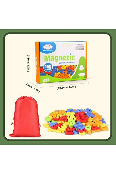 Toy Set educațional magnetic Kramow 160 de piese - Litere și cifre magnetice