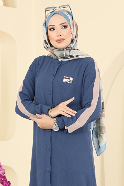 ModaMerve Düğme Detaylı Aerobin Takım 2752SL432-MS İndigo