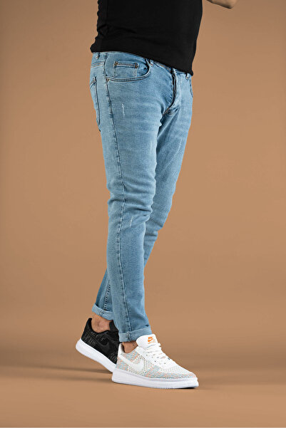 bombe Men's Slim Fit Lycra Nails Jeans Trousers Smoked