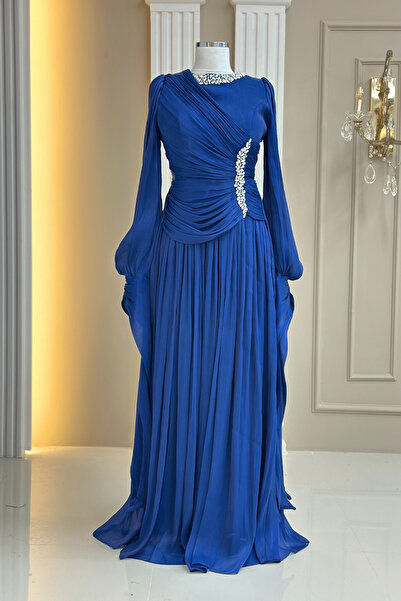 Amine Hüma Bade Abiye Elbise Lacivert