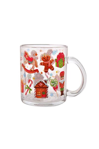 Housevetta Glass mug with Christmas motifs, Gingerbread, 330 ml